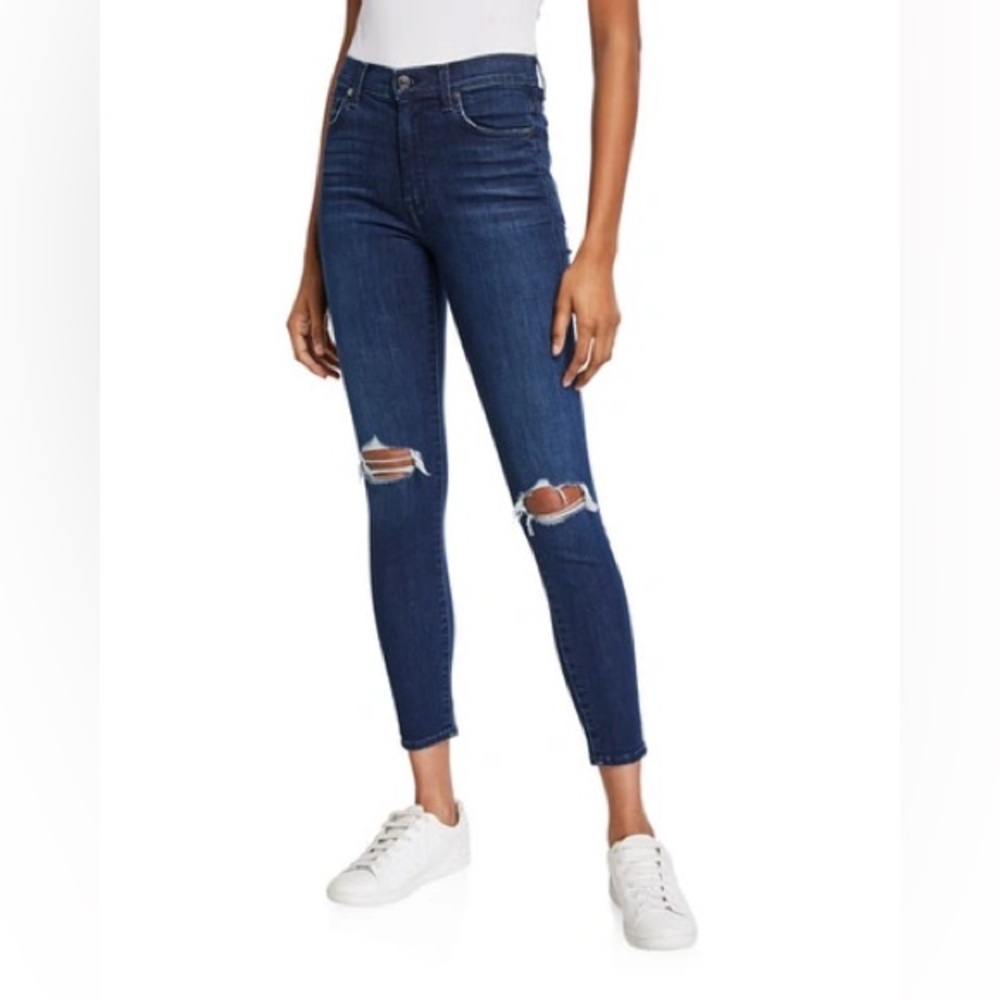 7 For All Mankind Distressed Ankle Skinny Jeans in B(Air) Authentic Mystic 28